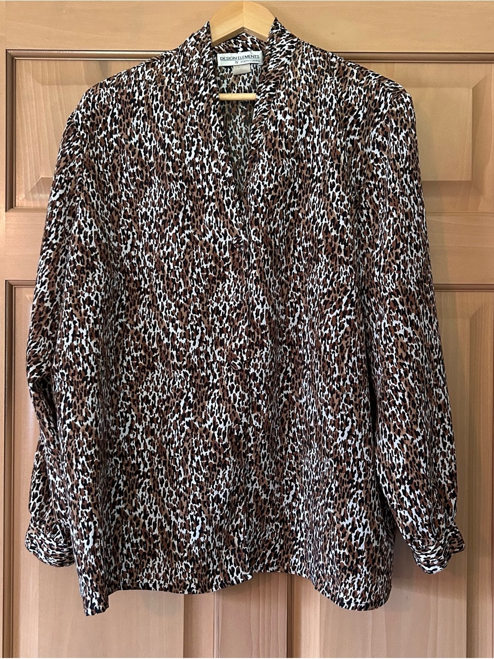 VTG 1990s Design Elements Leopard Print Blouse Plus Size 20W 90s Retro